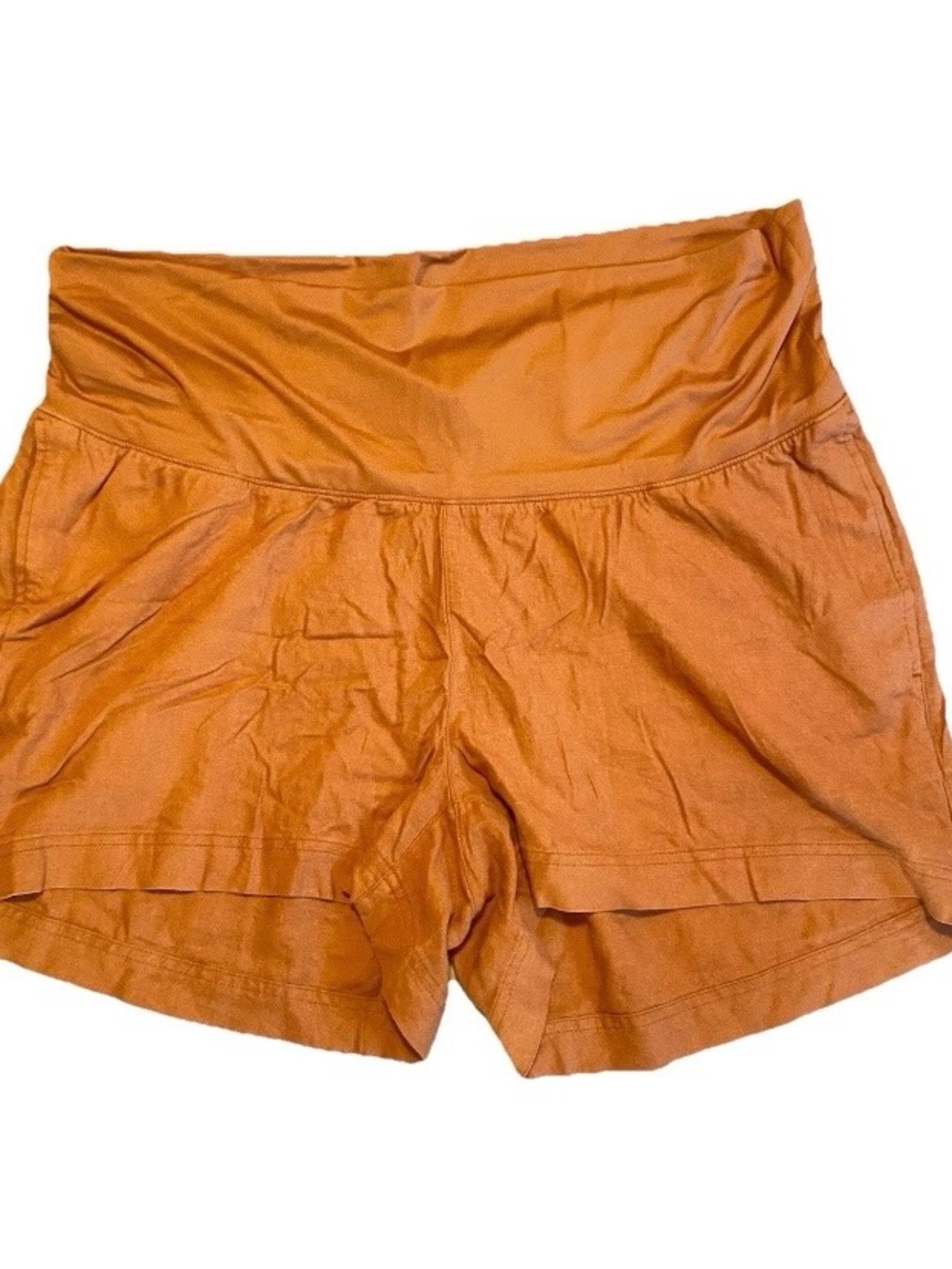 Old Navy Maternity Shorts Size XLarge Fold Over Waist Linen-Blend Burnt Orange